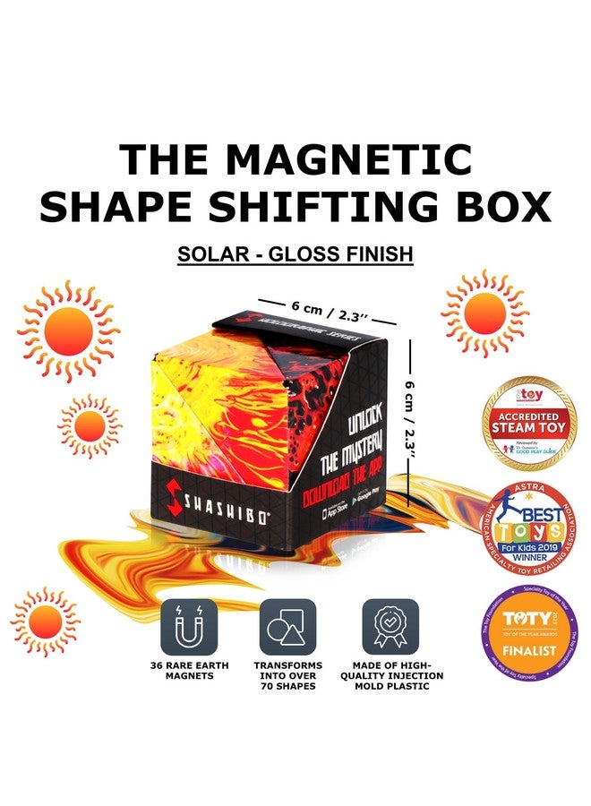 SHASHIBO Holographic Shape Shifting Box - STEM Magnetic Fidget Cube That Transforms Into Over 70 Shapes, Download Fun in Motion Toys Mobile App (Solar) - Image 2