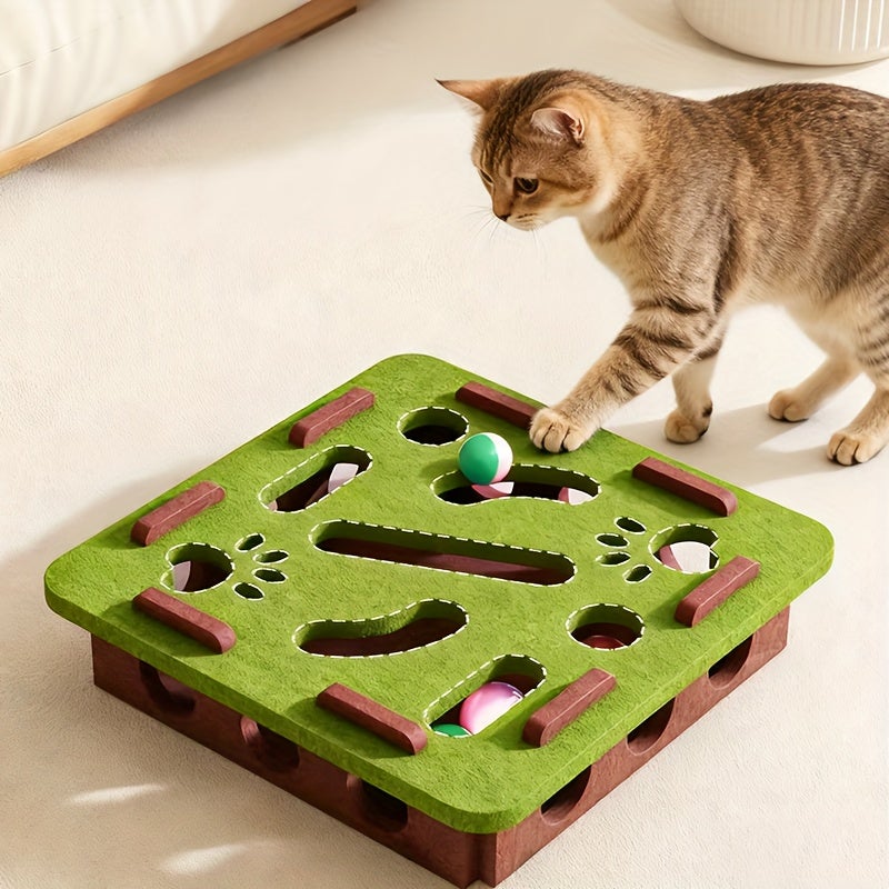 Cat Fun Box Set - Interactive Cat Scratching, Claw Grinding And Bell Play Toy, Durable Felt Cat Activity Center, Suitable for Kittens And Adult Cats, Non-Toxic And Safe to Play, Without Battery - Image 1