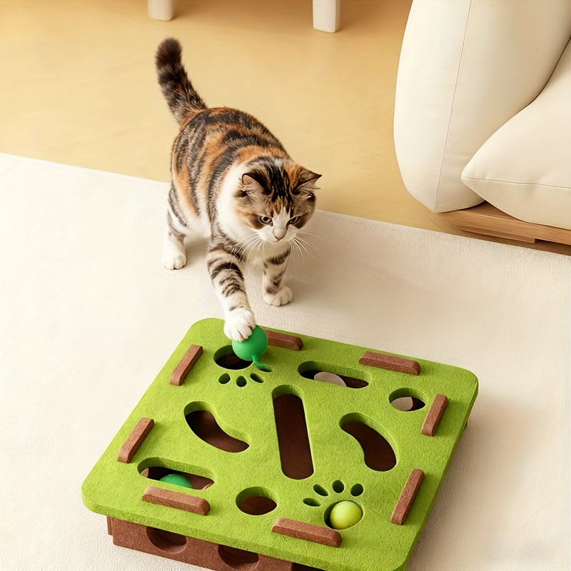 Cat Fun Box Set - Interactive Cat Scratching, Claw Grinding And Bell Play Toy, Durable Felt Cat Activity Center, Suitable for Kittens And Adult Cats, Non-Toxic And Safe to Play, Without Battery - Image 3