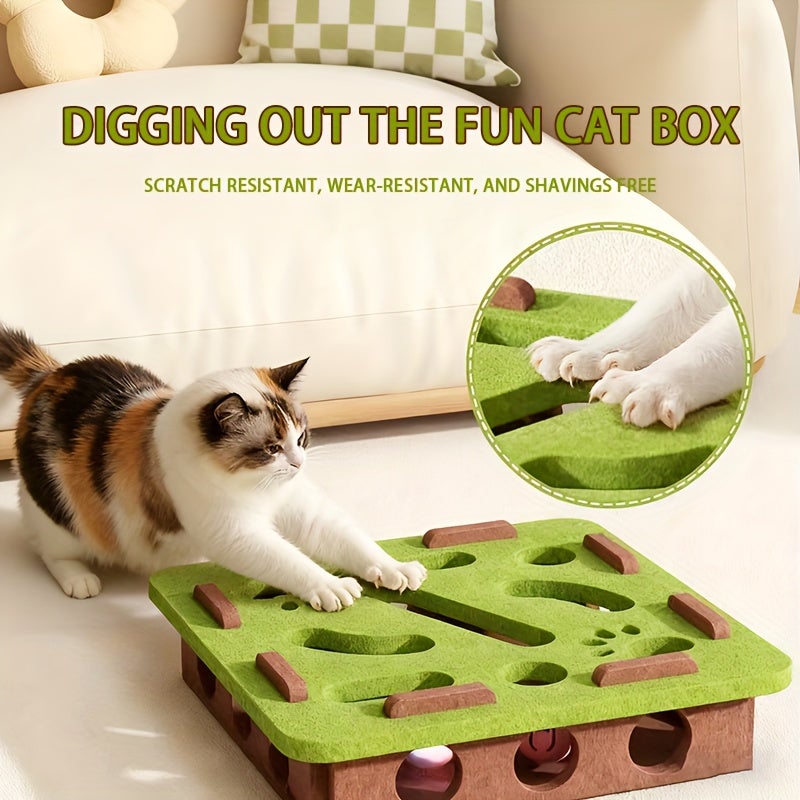 Cat Fun Box Set - Interactive Cat Scratching, Claw Grinding And Bell Play Toy, Durable Felt Cat Activity Center, Suitable for Kittens And Adult Cats, Non-Toxic And Safe to Play, Without Battery - Image 2