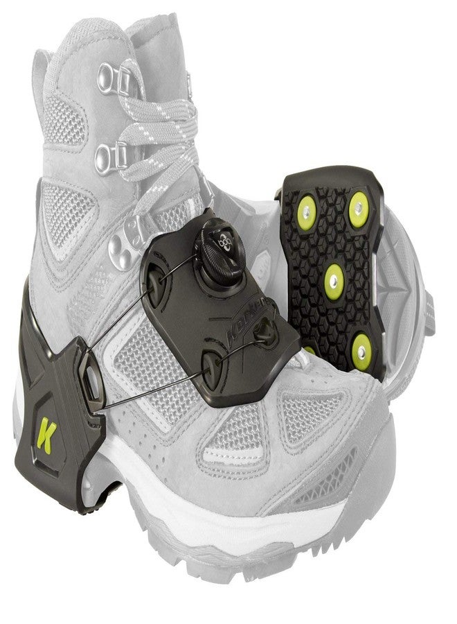 Korkers Ice Commuter Ice Cleats - Minimal and Lightweight - 11 Replaceable Steel Spikes - Black/Green - Small/Medium - Image 1