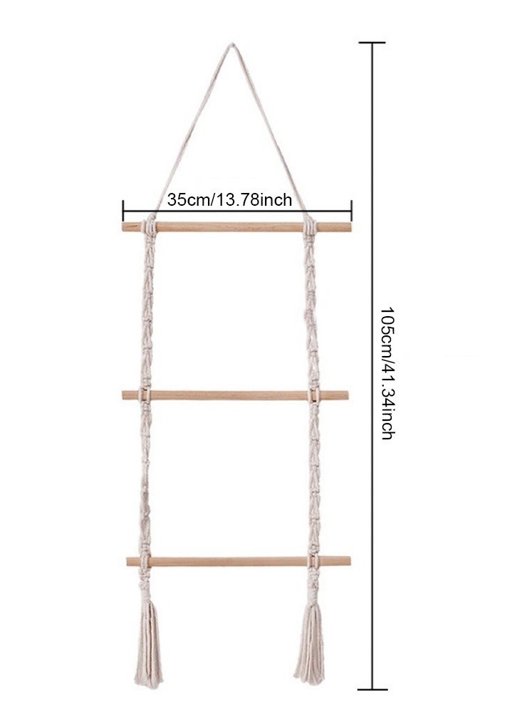 Bohemian Style Decorative Wall Shelf, Handmade Cotton Rope Woven Tapestry Towel Storage Rack, Room Bedroom Photo Display Rack - Image 3