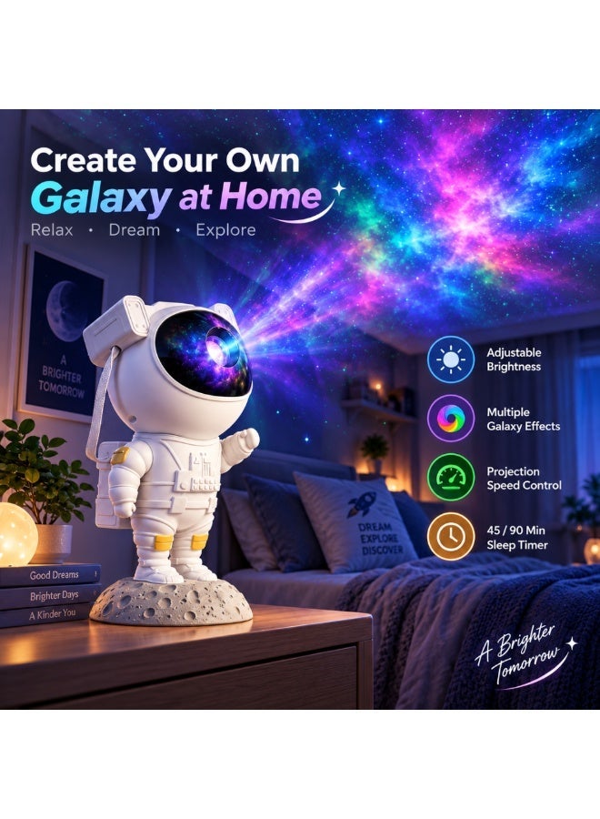 Titora Galaxy Star Projector Night Light, Astronaut LED Starry Nebula Projector with 360° Rotation, Magnetic Head, Remote Control & Timer, Bedroom Ceiling Decor for Kids & Adults (White) - Image 2