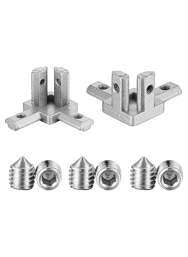 promass 3-Way End Corner Bracket Connector for European Standard Aluminum Extrusion Profile 4040 Series Slot with Screws (Silver, 4 PCS)