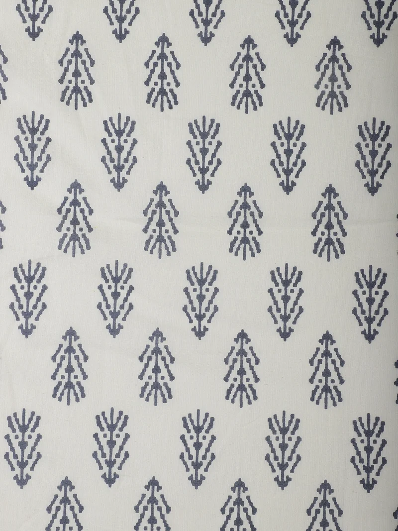 AKS  Slate Grey Abstract Pine Block Print Fabric  | Best Price UAE