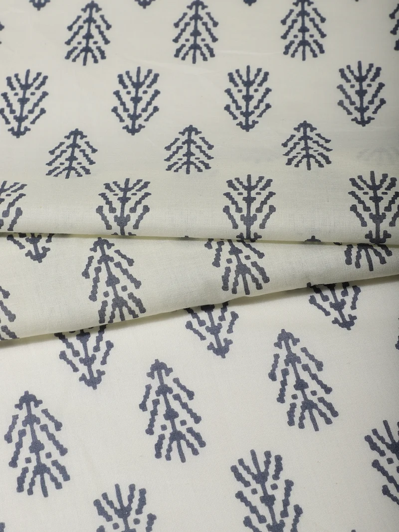 أيه كيه إس Slate Grey Abstract Pine Block Print Fabric