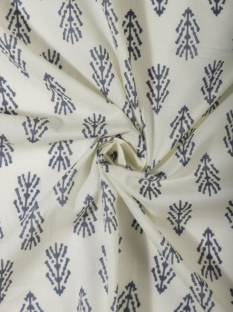 أيه كيه إس Slate Grey Abstract Pine Block Print Fabric