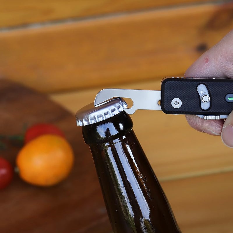 ROXON S504G Mini Flex Companion-7 in 1 Multitool EDC Pocket Knife with G10 Handle, Box Cutter, Short Sheepsfoot Blade, Short Scissors, Bottle & Can Opener, 4mm Bit, Tweezers and Toothpick - Image 5