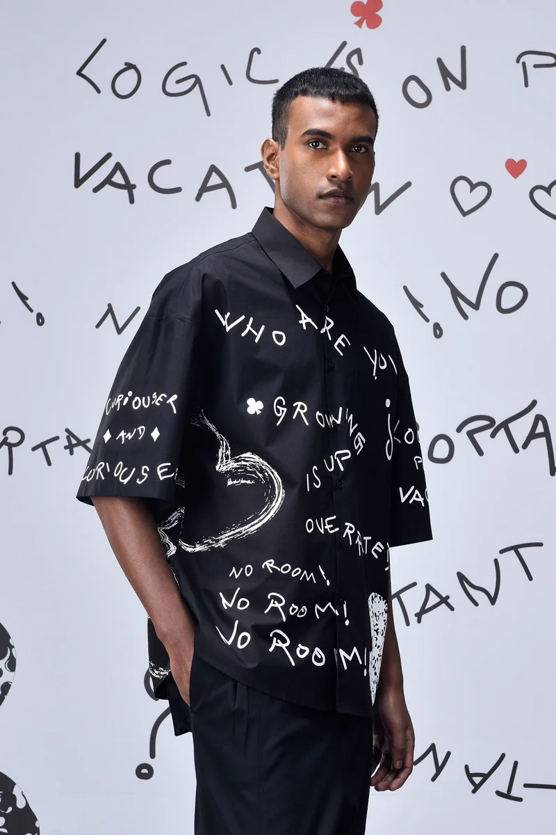 Genes Lecoanet Hemant Scribble Oversized Shirt- Black