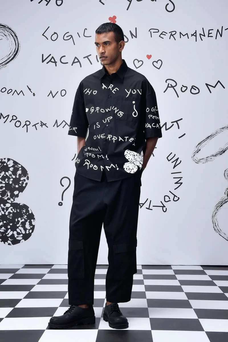 Genes Lecoanet Hemant Scribble Oversized Shirt- Black