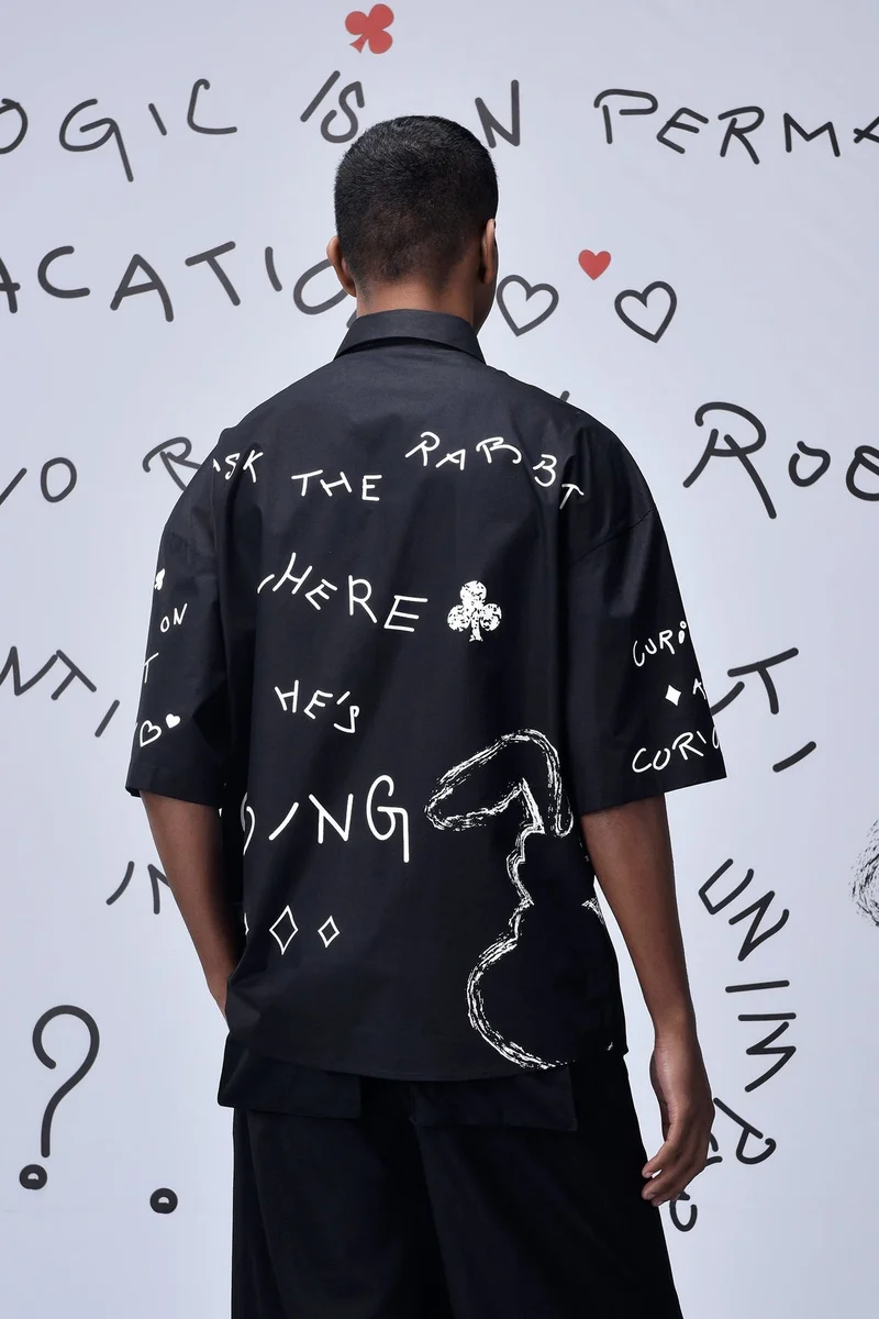 Genes Lecoanet Hemant Scribble Oversized Shirt- Black