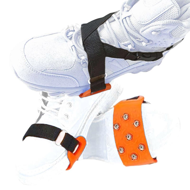 Abodadventures One Fit All Snow Ice Cleats for Women Kids or Men, Quick Slip On Ice Spikes Grippers for Shoes and Boots Sizes 3.5-11, Universal Everyday Use Mid-Sole Design with Add-On Buckle Straps - Image 1