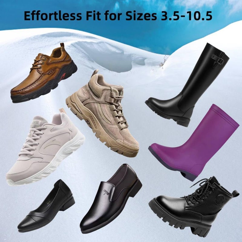 Abodadventures One Fit All Snow Ice Cleats for Women Kids or Men, Quick Slip On Ice Spikes Grippers for Shoes and Boots Sizes 3.5-11, Universal Everyday Use Mid-Sole Design with Add-On Buckle Straps - Image 2