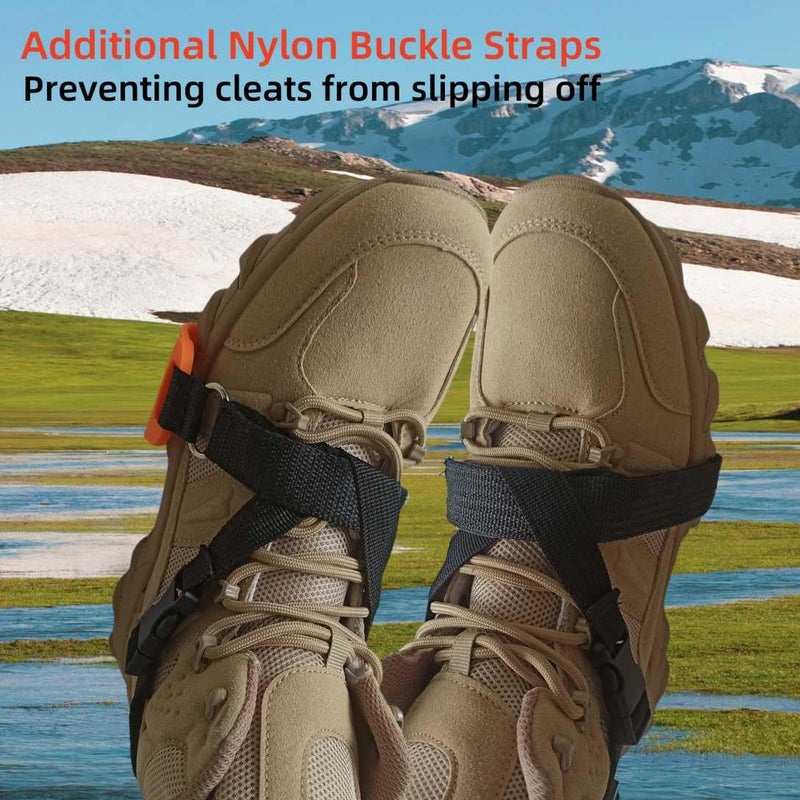 Abodadventures One Fit All Snow Ice Cleats for Women Kids or Men, Quick Slip On Ice Spikes Grippers for Shoes and Boots Sizes 3.5-11, Universal Everyday Use Mid-Sole Design with Add-On Buckle Straps - Image 4