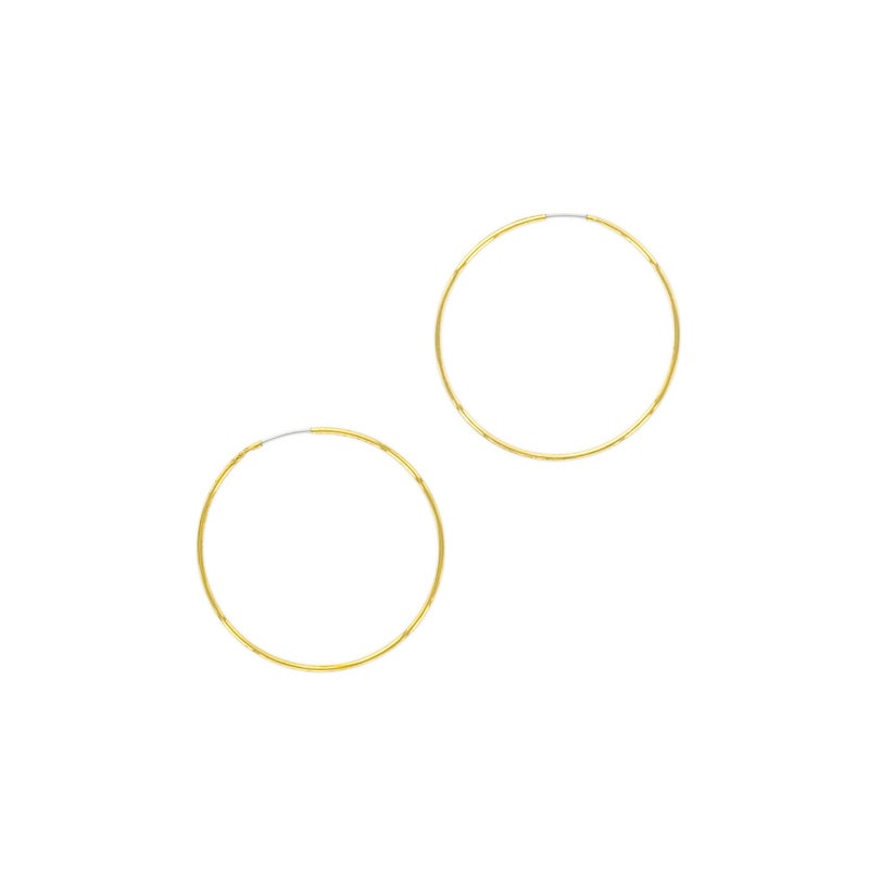 Columbus 14K Gold Plated Thin Endless Hoop Earrings - Lightweight Wire Hoops (Gold, 40) - Image 1