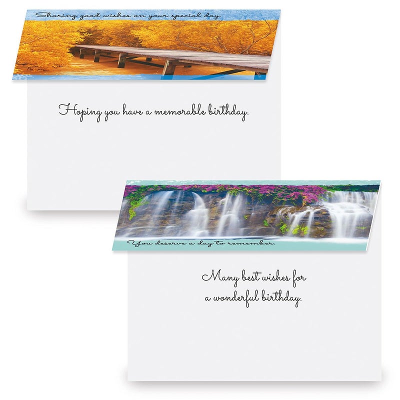 Current Scenic Inspirations Happy Birthday Greeting Card Set - Value Pack of 20 Cards With White Envelopes, 10 Designs, Large 5" x 7" Assortment - Image 4