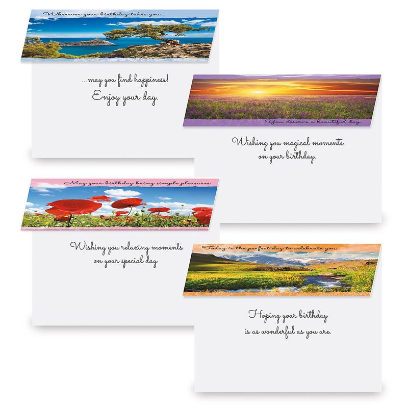 Current Scenic Inspirations Happy Birthday Greeting Card Set - Value Pack of 20 Cards With White Envelopes, 10 Designs, Large 5" x 7" Assortment - Image 2