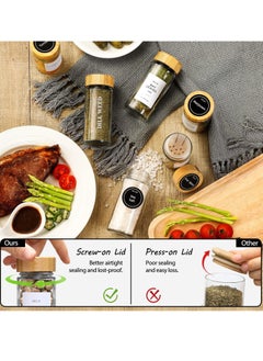 Arabest 12 Glass Spice Jars, Spice Containers with with Bamboo Shaker Lids & Funnel, Spices & Seasonings Sets Organizer for Kitchen  - Image 3