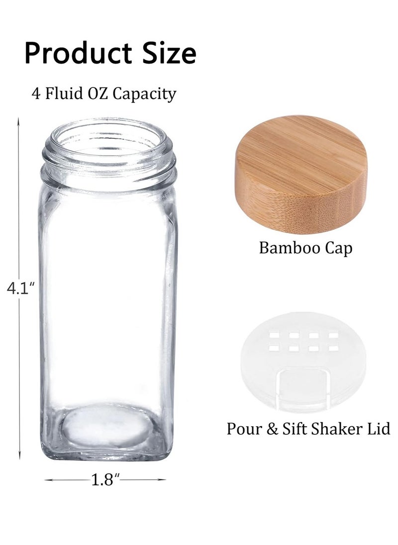 Arabest - 12 Glass Spice Jars, Spice Containers with with Bamboo Shaker Lids & Funnel, Spices & Seasonings Sets Organizer for Kitchen - Image 1