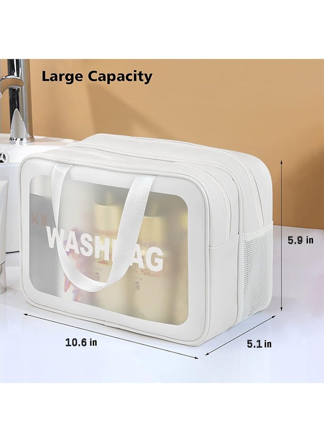 Waterprood Makeup Bag Travel Toiletry Bag for Women and Men, Matte Translucent Toiletry Bag with Handy Handle, Cosmetic Organizer Bag for Travel Toiletries Cosmetic  Accessories  (White) - Image 5