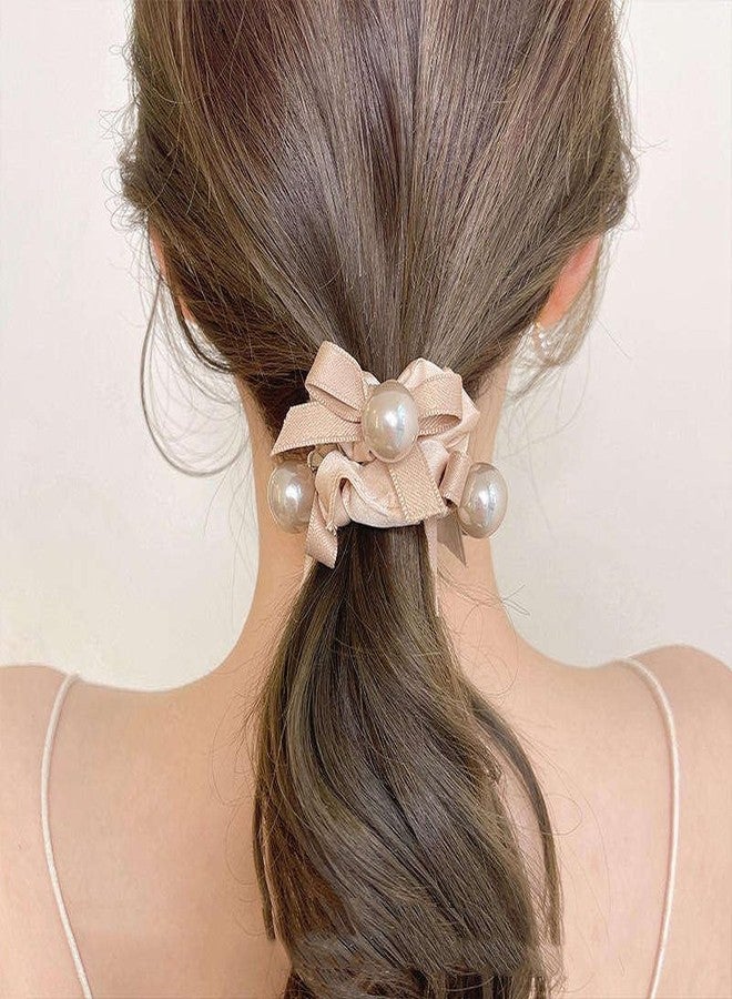 Shivashay Simple Fashion Hair Ties | Pleated Pearl Large Bowel Scrunchies | Korean Style Scrunchies | Temperament All-matched Elastic Hair Bands Accessories For Girls & Women (Pack of 2) - Image 2