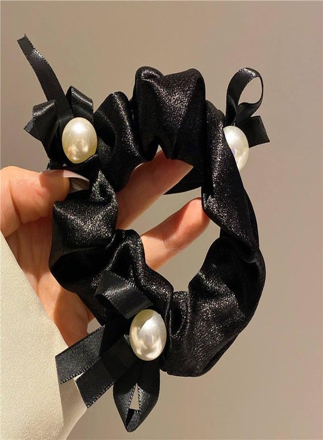 Shivashay Simple Fashion Hair Ties | Pleated Pearl Large Bowel Scrunchies | Korean Style Scrunchies | Temperament All-matched Elastic Hair Bands Accessories For Girls & Women (Pack of 2) - Image 5
