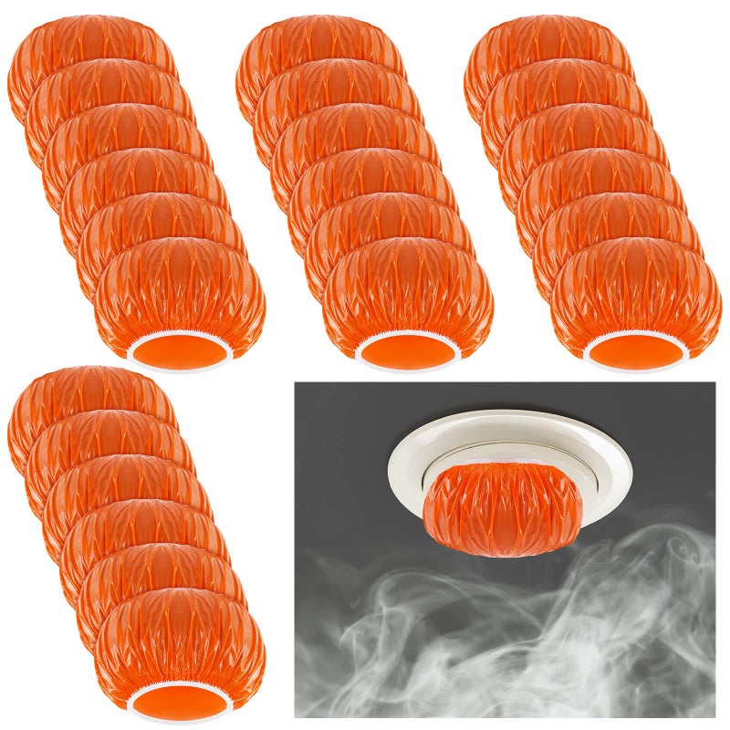 Tessco 24 Pieces Smoke Detector Fire Alarm Dust Paint Cover Thicken Elastic Stretch Plastic Smoke Detector Fire Alarm Cover During Cooking or Baking, Orange - Image 1