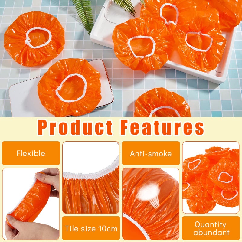 Tessco 24 Pieces Smoke Detector Fire Alarm Dust Paint Cover Thicken Elastic Stretch Plastic Smoke Detector Fire Alarm Cover During Cooking or Baking, Orange - Image 4