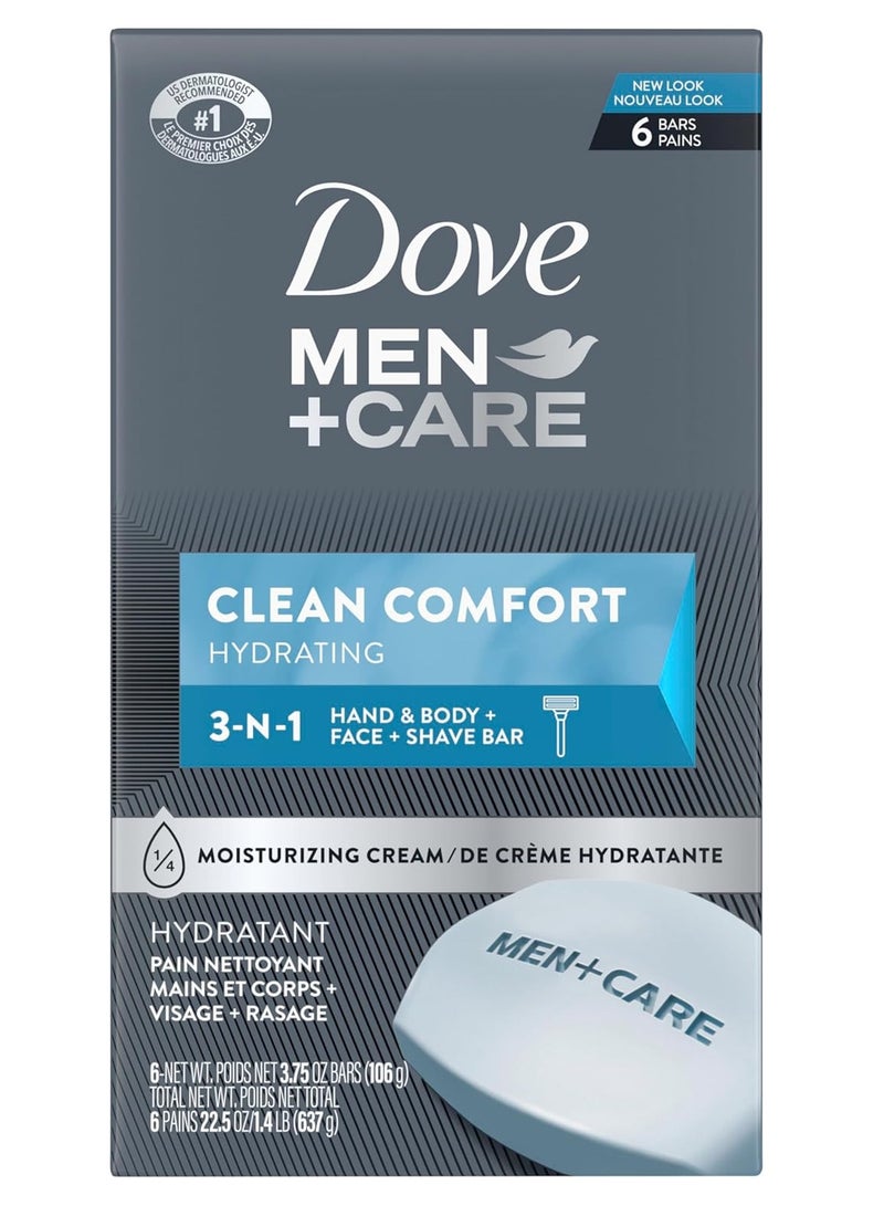 دوف صابون الجسم والوجه للرجال من دوف للعناية بالرجال لترطيب البشرة وراحة نظيفة وترطيب أكثر من الصابون العادي 106 جم 6 قطع - Image 1