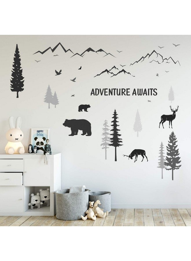 Tenare 3 Sheets Nursery Wall Decals Dreamy Forest With Pine Tree Animal Deer And Mountain Decals Inspirational Quote Wall Stickers Diy Wall Decals For Kids' Room Living Room Bedroom (Simple Style) - Image 4