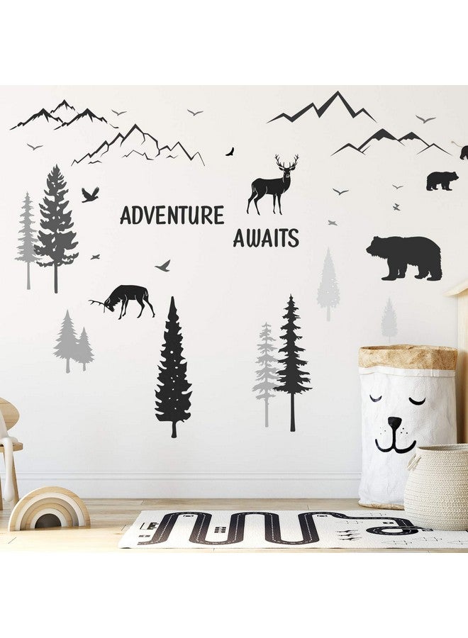 Tenare 3 Sheets Nursery Wall Decals Dreamy Forest With Pine Tree Animal Deer And Mountain Decals Inspirational Quote Wall Stickers Diy Wall Decals For Kids' Room Living Room Bedroom (Simple Style) - Image 5