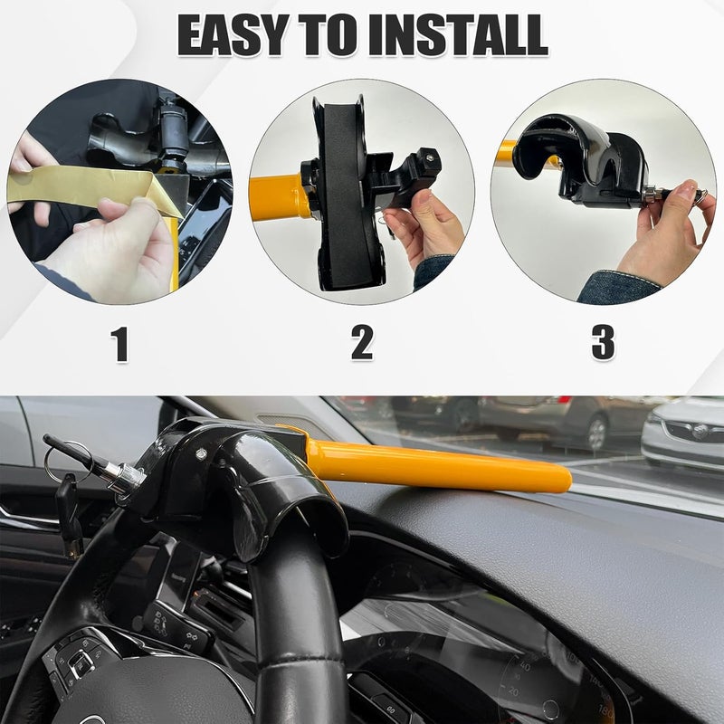 FLK Tech Universal Anti-Theft Car Auto Security Rotary Steering Wheel Lock, Heavy Duty Steering Wheel Lock with 2 Keys Car Security Lock for Truck Van SUVs - Image 5