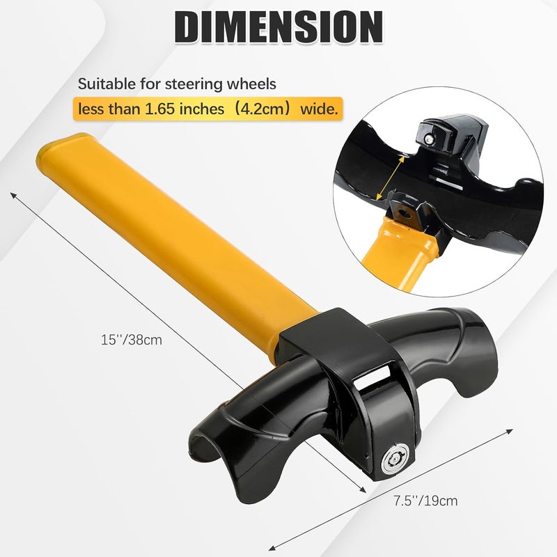 FLK Tech Universal Anti-Theft Car Auto Security Rotary Steering Wheel Lock, Heavy Duty Steering Wheel Lock with 2 Keys Car Security Lock for Truck Van SUVs - Image 2
