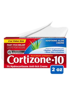 Cortizone 10 Maximum Strength Anti-Itch Cream With Soothing Aloe, 1% Hydrocortisone Creme, 2 Oz  - Image 1