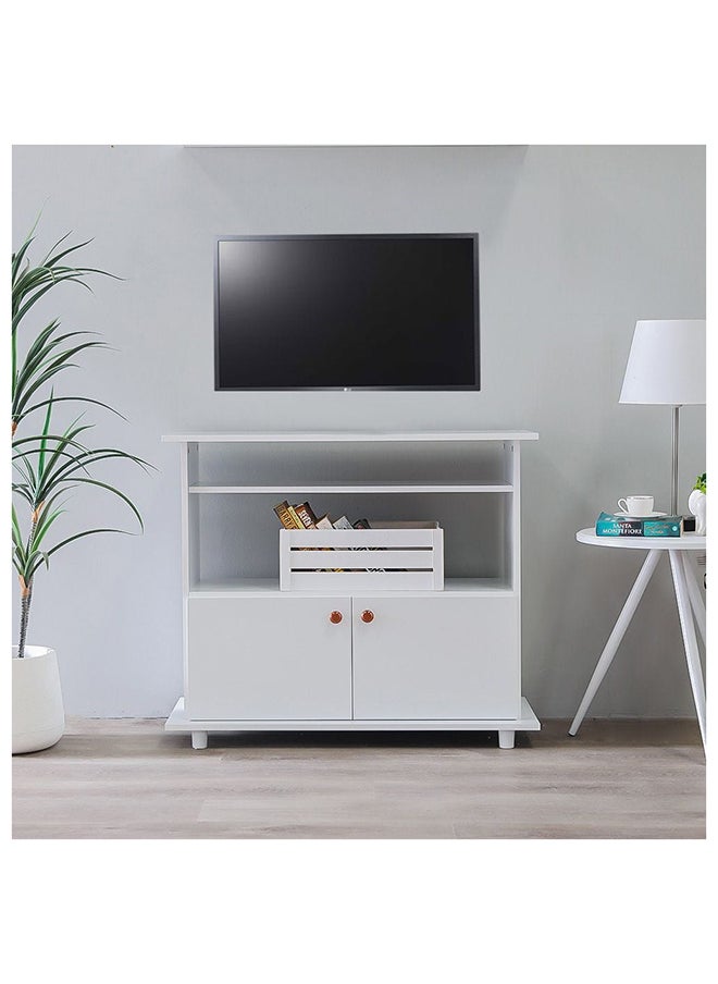 DANUBE HOME Tadeo TV Cabinet For Up To 32 Inches TV Entertainment Wall Unit Furniture Wooden TV Stand For Living Room Bedroom TV Rack L90xW36xH76 cm White  - Image 1