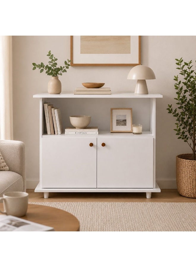 DANUBE HOME Tadeo TV Cabinet For Up To 32 Inches TV Entertainment Wall Unit Furniture Wooden TV Stand For Living Room Bedroom TV Rack L90xW36xH76 cm White - Image 2