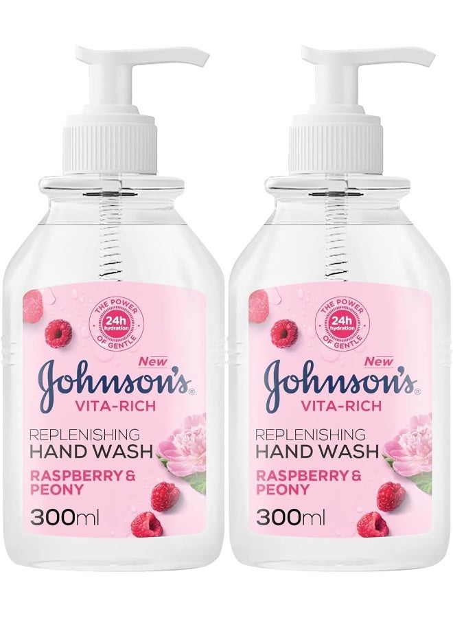 Johnson & Johnson Vita-Rich Replenishing Hand Wash, Raspberry And Peony 2x300mlml - Image 1
