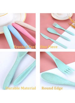 KASTWAVE Cutlery with Case Travel Utensil Set, 4 Sets Wheat Straw Reusable Portable Spoon Knife Forks Tableware, Eco Friendly Non-toxin BPA Free Portable Cutlery for Travel Picnic Camping or Daily Use  - Image 3