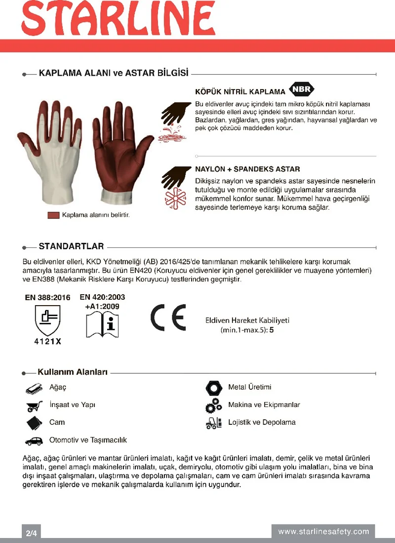Starline STL-1013 Nitrile Foam Gloves (3 Pairs)
