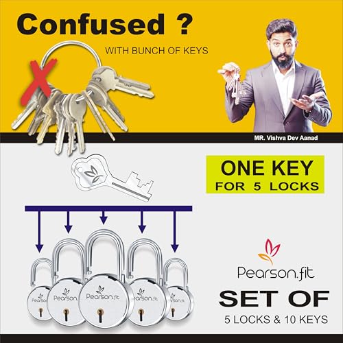 Pearson.fit Round Padlock 65mm 5 Lock Open with 10 Same Key for Flats Society Box Common Key Lock Open with 1 Key 8 Steel Lever Lock for Classroom Weather-Resistant Main Door Lock for Home - Image 3