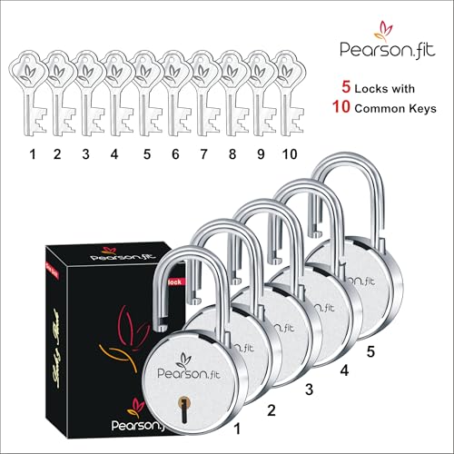 Pearson.fit Round Padlock 65mm 5 Lock Open with 10 Same Key for Flats Society Box Common Key Lock Open with 1 Key 8 Steel Lever Lock for Classroom Weather-Resistant Main Door Lock for Home - Image 2