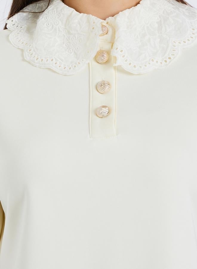 ستايلي تيشيرت بولو بياقة دانتيل - Image 3