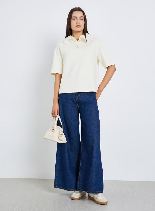 ستايلي تيشيرت بولو بياقة دانتيل - Image 2