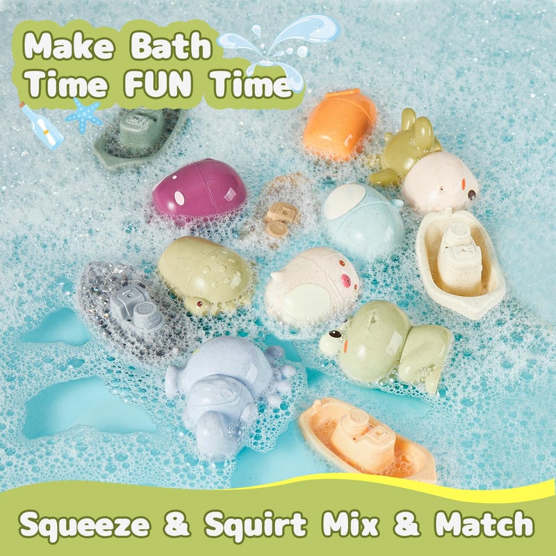 AMCHSURI Animal Bath Toys with Floating Boats for Toddlers 13 15 PCS Mold Free Bathtub Toy for Infants 612 Months EcoFriendly Non Toxic Water Table Toys - Image 3