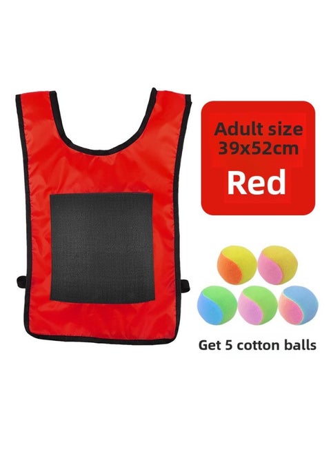 Children's Sticky Jersey Vest Avoidance Game Sticky Ball Target Throwing Kindergarten Outdoor Parent-Child Interactive Tail-Tail Props-Color:[red] Large Size Comes With 5 Balls