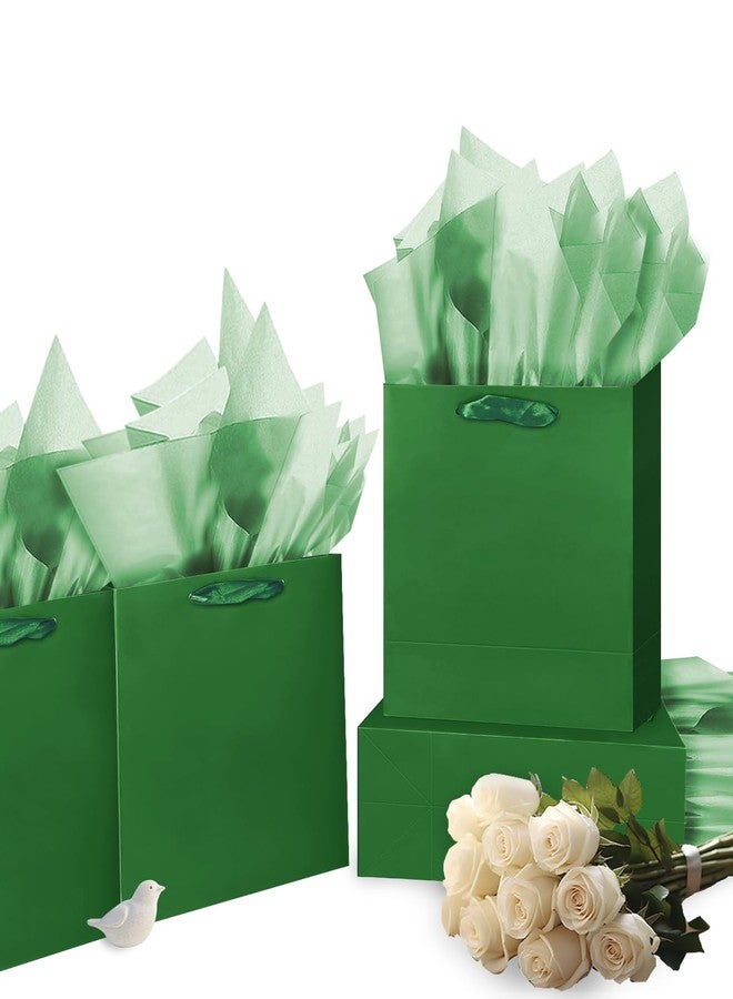 qiqee 10PCS Deep Green Mini Gift Bags with Tissue Paper Handles 6.3"x4.7"x2.4" Small Size Present Party Favor Bags（20pcs Tissue Paper Included ） - Image 4