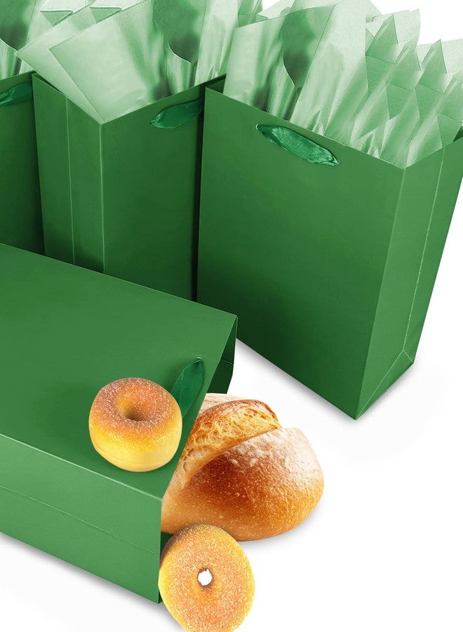 qiqee 10PCS Deep Green Mini Gift Bags with Tissue Paper Handles 6.3"x4.7"x2.4" Small Size Present Party Favor Bags（20pcs Tissue Paper Included ） - Image 3
