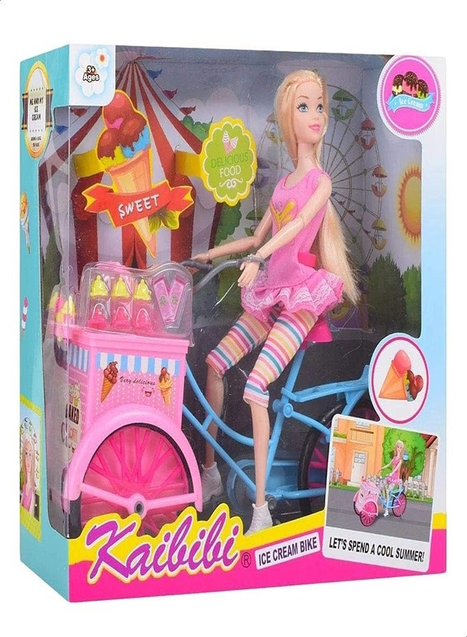 كيوبيك فن دمية كايبيبي و دراجة المثلجات مع الأكسسوارات - BLD142 - Image 1