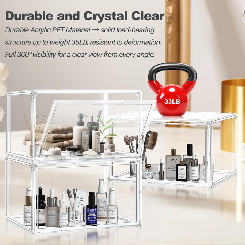 DAYOOH Size 14 Acrylic Sneaker Shoe Display Case, Transparent Shoe Box Storage Bins Clear Plastic Stackable Boot Handbag Organizer Containers with Lids for Shoes, Figure, Collectible, Purse, 1Pack - Image 5
