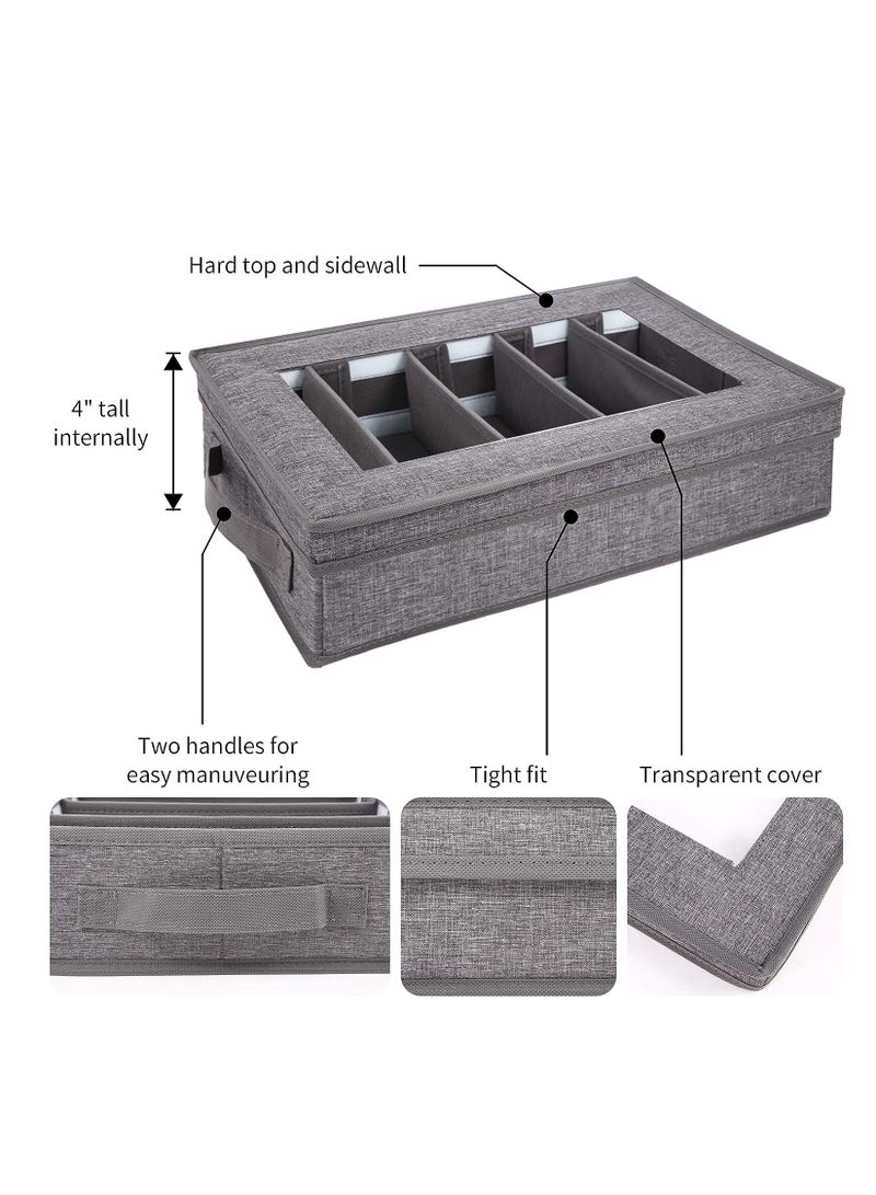 KASTWAVE صندوق تخزين أدوات المائدة، صندوق تخزين الفضيات، صندوق أدوات المائدة بغطاء قابل للإزالة وقواطع قابلة للتعديل، لتنظيم أدوات الطعام، أدوات المائدة، السكاكين، سعة كبيرة، رمادي - Image 3